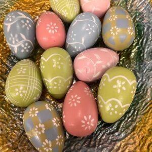 Vintage 2” Wood Eggs Hand Painted Set Of 12 Vase Filler/Easter/Spring Decor VGC